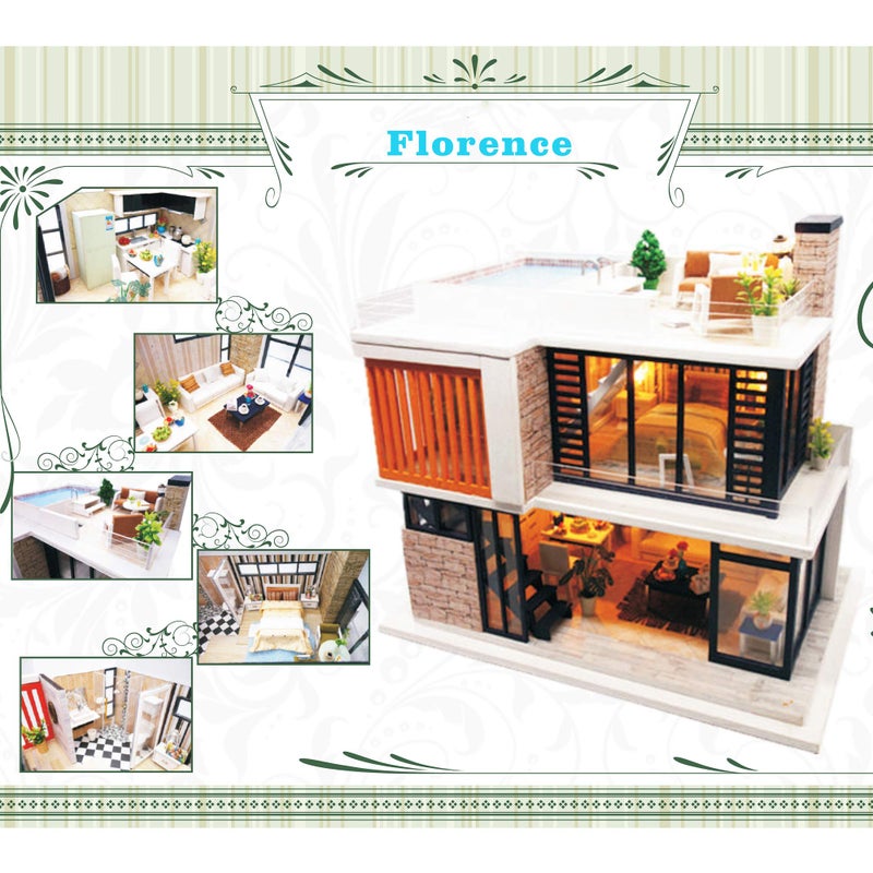 Spilay Dollhouse مصغرة مع الأثاث DIY Kit Mini Modern Villa نموذج مع صندوق الموسيقى 1:24 مقياس الإبداعية بيت الدمية أفضل هدية عيد ميلاد لعشاق الأولاد والبنات (فلورنسا) - Image 2