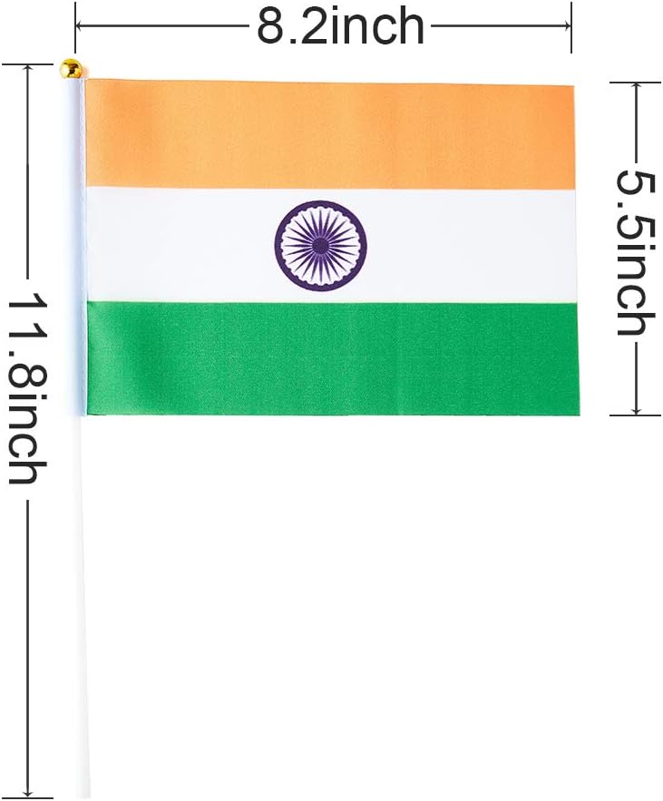 mflagperft India Flag Indian Flag, Small Mini Handheld India Flags on Stick, Ideal for Party Parades Sports Events Patriotic Festival Decorations - Image 2