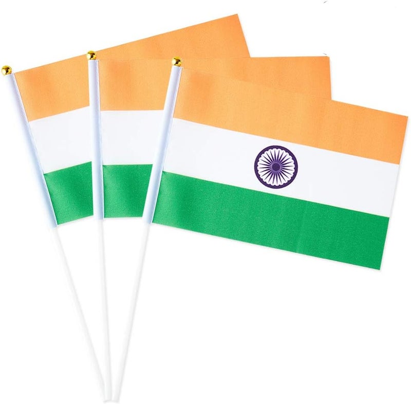 mflagperft India Flag Indian Flag, Small Mini Handheld India Flags on Stick, Ideal for Party Parades Sports Events Patriotic Festival Decorations - Image 1