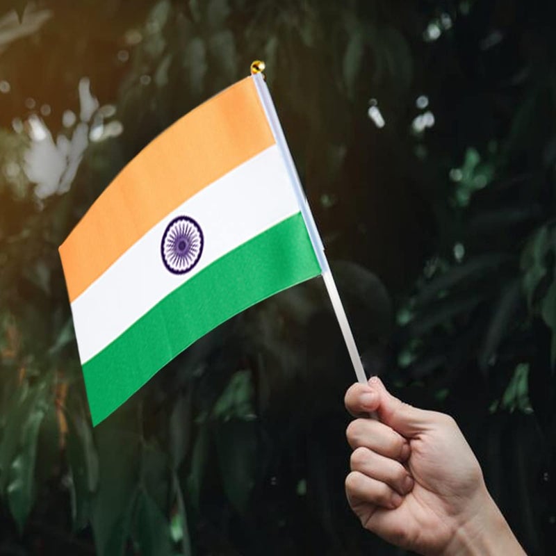 mflagperft India Flag Indian Flag, Small Mini Handheld India Flags on Stick, Ideal for Party Parades Sports Events Patriotic Festival Decorations - Image 5