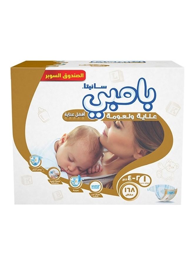 Sanita Bambi Baby Diapers Super Pack Size 1, New Born, 2-4 KG, 168 Count - Image 4