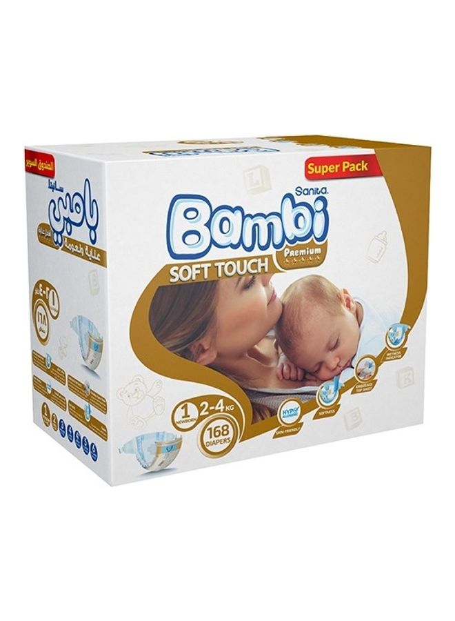Sanita Bambi Baby Diapers Super Pack Size 1, New Born, 2-4 KG, 168 Count - Image 3