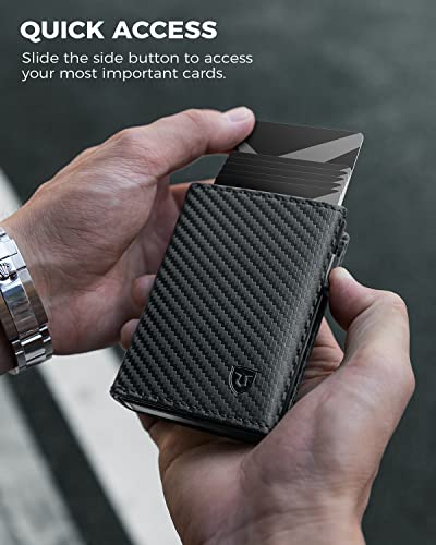 LORZOR Mens Wallet for Apple AirTag - Genuine Leather Minimalist Pop up Smart Wallet for Men, Air Tag Holder, Slim RFID, Modern Mens Wallet (AirTag Not Included) - Image 5