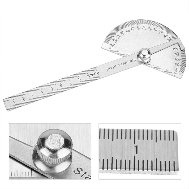 Stainless Steel 0-180 Degree Protractor Arm Measuring Ruler Rotary Angle Finder Tool - Image 3
