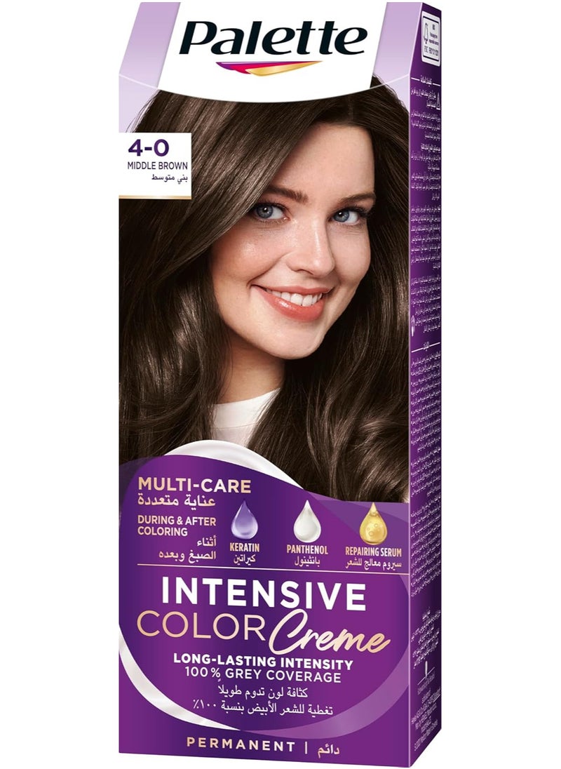 Palette Palette Intensive Hair Colour Cream With Liquid Keratin 4-0 Medium Brown 100 ML  - Image 1