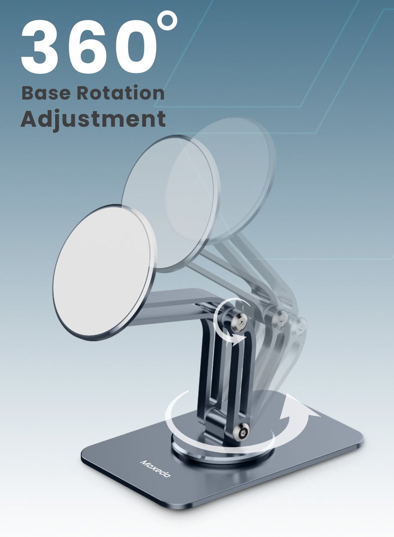 Moxedo Holdex Mobile Phone Stand 360° Rotatable Magnetic Phone Holder Aluminium Alloy for Desk Compatible for iPhone 16 15 14 13 12 Series Fit for Al 5.8” to 7.1” Devices - Image 5