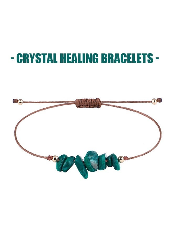 4 Pcs Irregular Gravel Crystals Bracelets, Adjustable Handmade Braided String Beaded Bracelets jewelry, Healing Power Gemstone Beads Bracelet for Teen Girls (Colorful) - Image 3