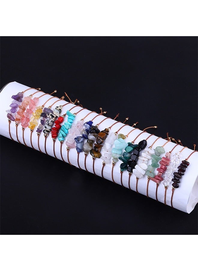 4 Pcs Irregular Gravel Crystals Bracelets, Adjustable Handmade Braided String Beaded Bracelets jewelry, Healing Power Gemstone Beads Bracelet for Teen Girls (Colorful) - Image 4