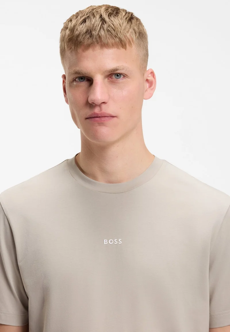 BOSS Stretch-cotton T-shirt with contrast logo