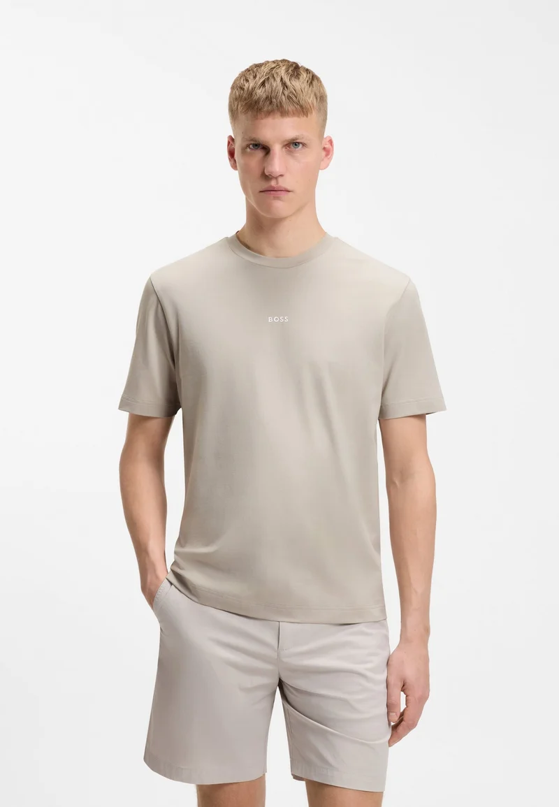 BOSS Stretch-cotton T-shirt with contrast logo