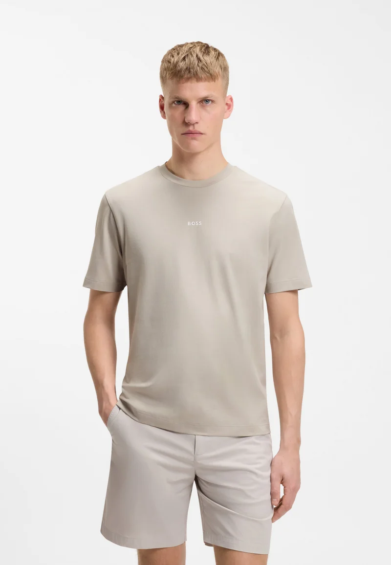 بوس Stretch-cotton T-shirt with contrast logo