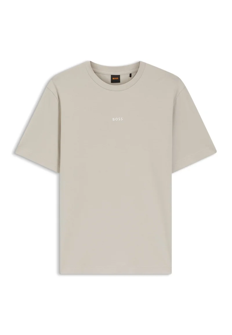 BOSS Open Grey Stretch-cotton T-shirt with contrast logo for Men | Best Price UAE