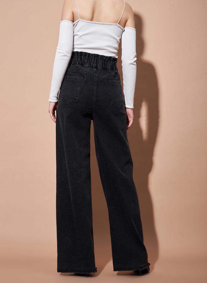 SASSAFRAS Black High-Rise Relaxed Fit Jeans - Image 5