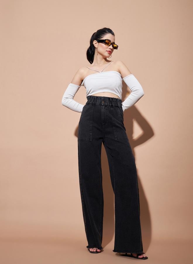 SASSAFRAS Black High-Rise Relaxed Fit Jeans - Image 2