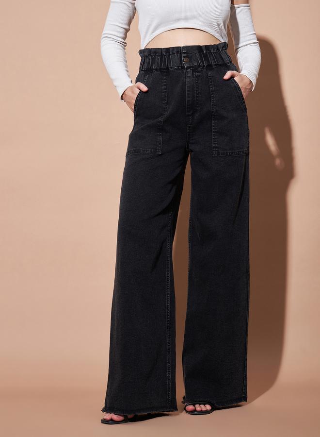 SASSAFRAS Black High-Rise Relaxed Fit Jeans - Image 1