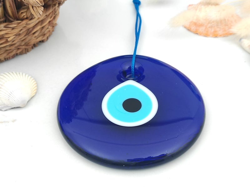Erbulus 3.5"" Glass Blue Evil Eye Wall Hanging Ornament - Evil Eye Decor - Turkish Handmade Nazar Amulet - Home Protection Charm - Evil Eye Wall Decor Amulet In A Box - Image 4