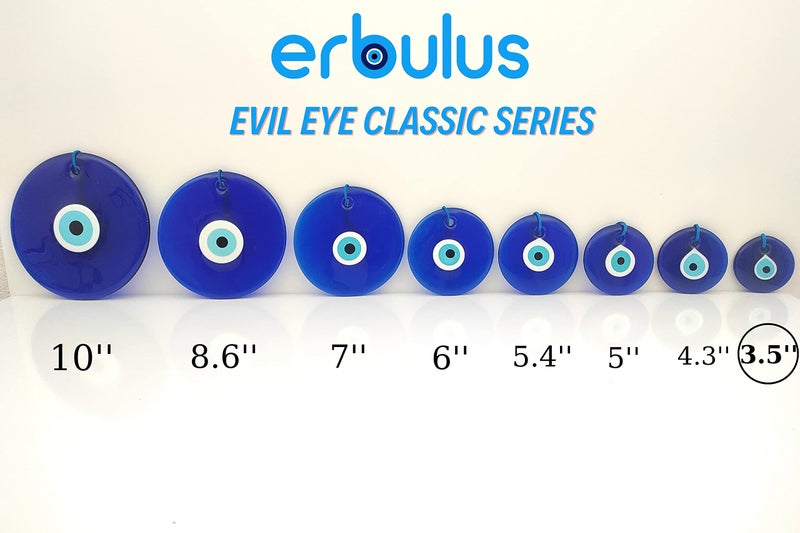 Erbulus 3.5"" Glass Blue Evil Eye Wall Hanging Ornament - Evil Eye Decor - Turkish Handmade Nazar Amulet - Home Protection Charm - Evil Eye Wall Decor Amulet In A Box - Image 2