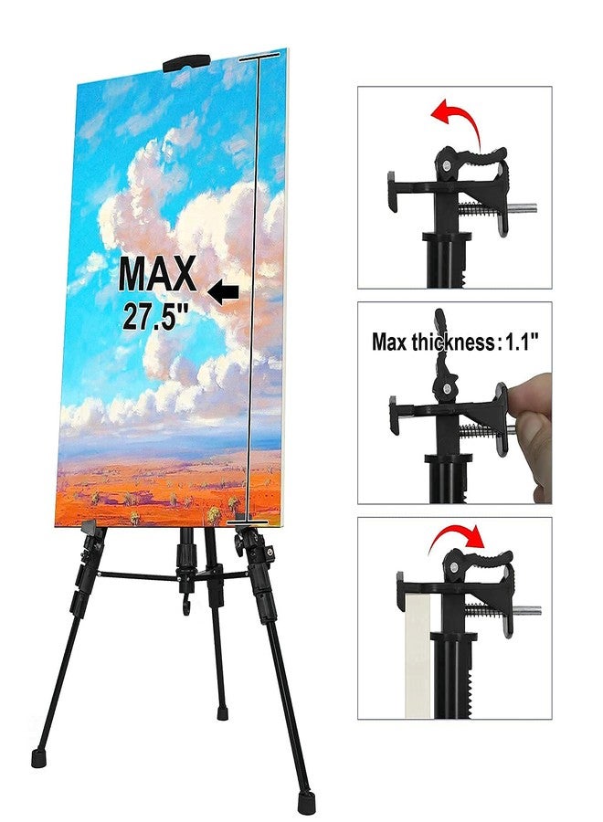 STANDNEE Easel Stand, 20" to 61" Adjustable Artist Easel for Adults, Aluminum Tripod Canvas Stand with Tray, Portable Painting Easel for Tabletop & Floor Displaying, Black - Image 4