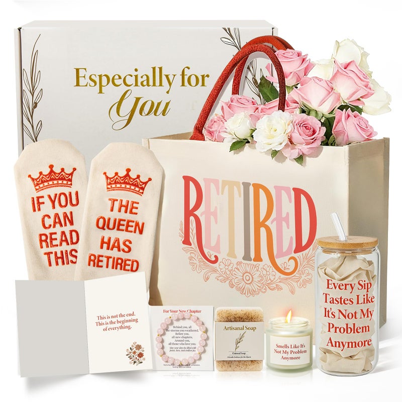 Fyroax Happy Retirement Gifts for Woman 2026 Cool Funny Retirement Gifts for Coworkers Teachers Nurses Moms Grandmas Bosses Friends Farewell Leaving Gift with Canvas Tote Bag - Image 2