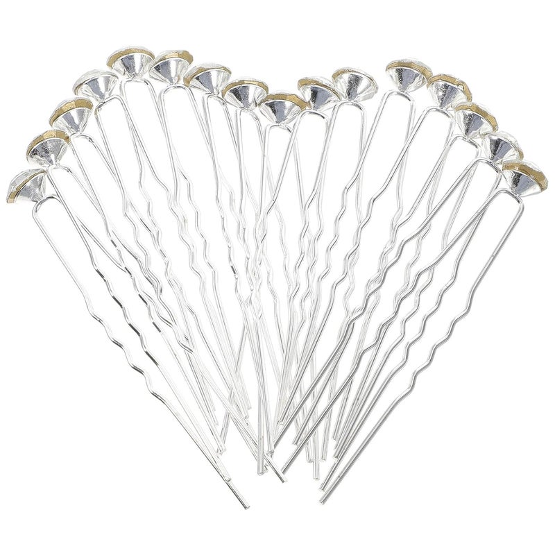 40pcs Rhinestone Hair Pins U-shaped Hair Sticks Bridal Accessories for Wedding Updo and Long Styling Silver Chopstick Clips - Image 1