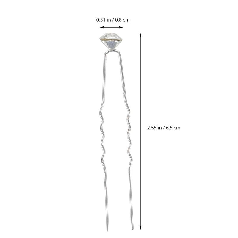 40pcs Rhinestone Hair Pins U-shaped Hair Sticks Bridal Accessories for Wedding Updo and Long Styling Silver Chopstick Clips - Image 2