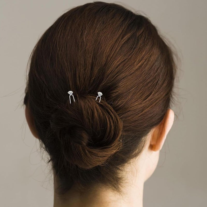 40pcs Rhinestone Hair Pins U-shaped Hair Sticks Bridal Accessories for Wedding Updo and Long Styling Silver Chopstick Clips - Image 5