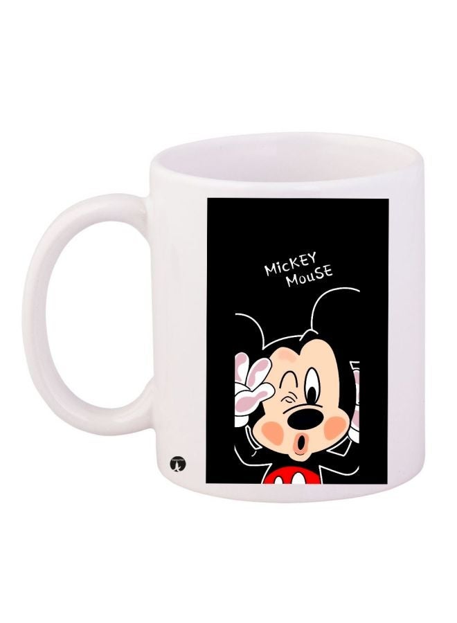 RYN Mickey Mouse Themed Coffee Mug White/Black/Cream 11ounce 