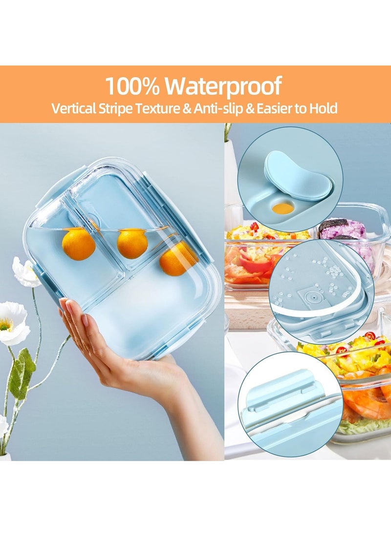 DUNISO 3 pieces glass kitchen meal preparation containers, 410ml, 650ml,960ml with durable lock lids, meal preparation containers, children's and adult glass bento boxes  - Image 3