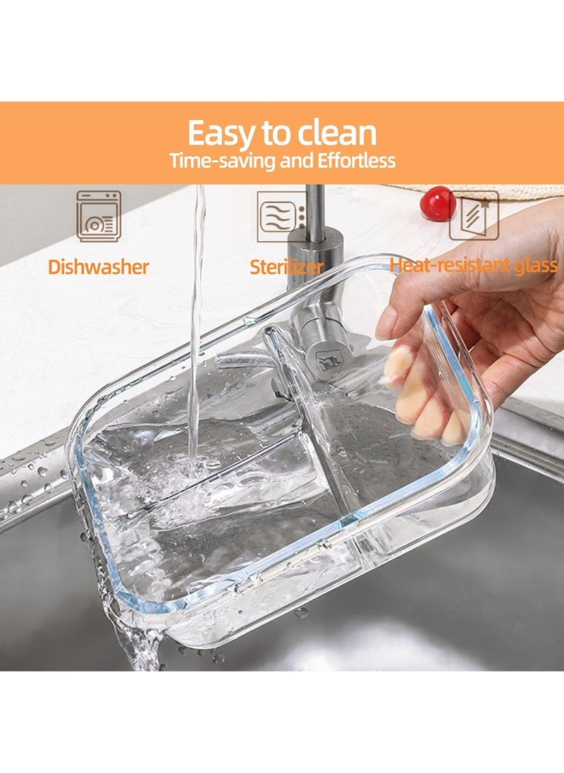 DUNISO 3 pieces glass kitchen meal preparation containers, 410ml, 650ml,960ml with durable lock lids, meal preparation containers, children's and adult glass bento boxes  - Image 4