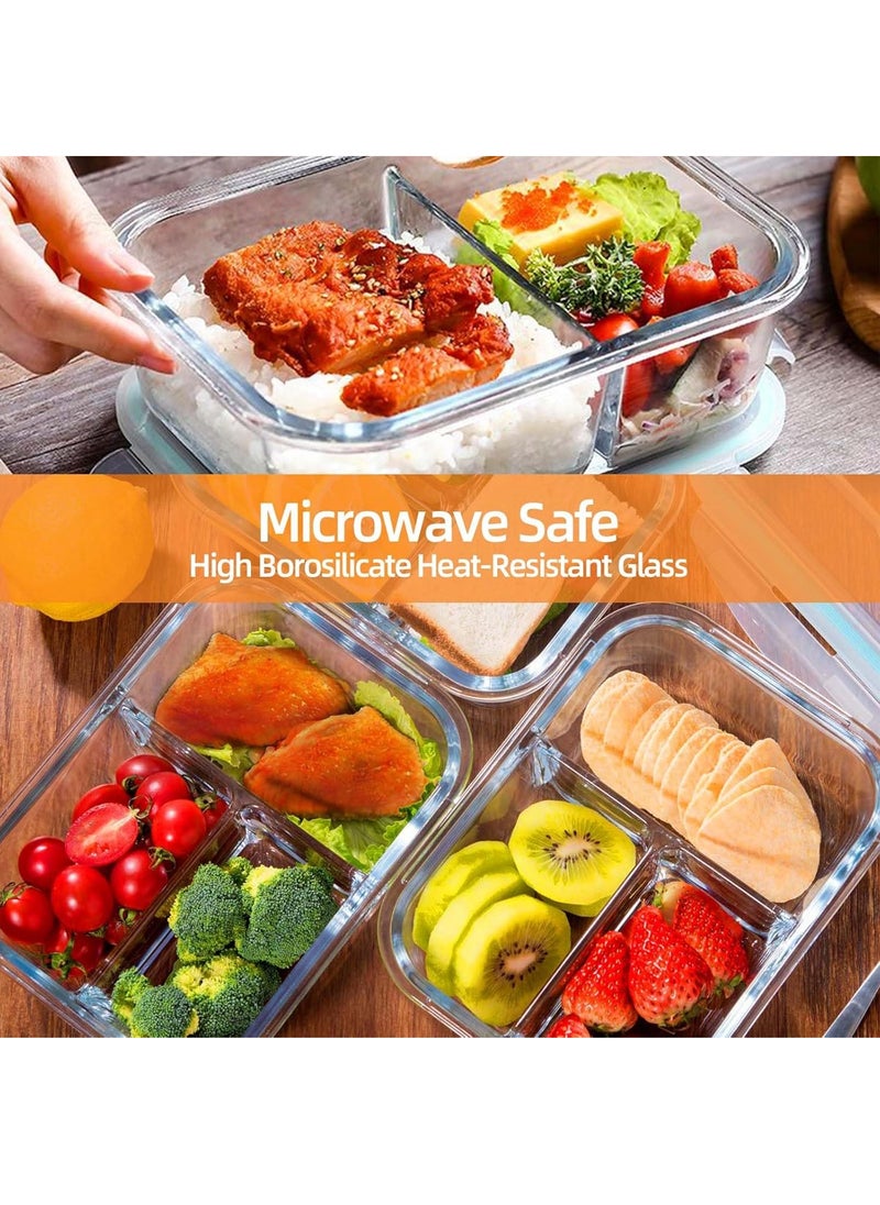 DUNISO 3 pieces glass kitchen meal preparation containers, 410ml, 650ml,960ml with durable lock lids, meal preparation containers, children's and adult glass bento boxes  - Image 5