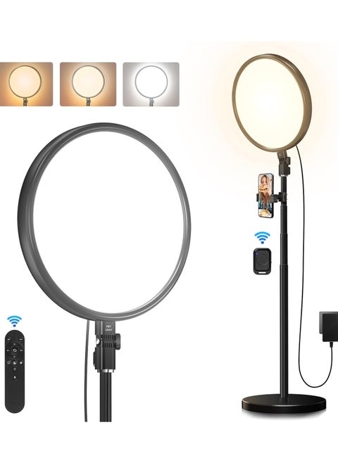 13" 33cm Ring Light Full-Screen with 79" 200cm Extendable Stand, 2700-6500k Dimmable LED Photography Light with Remote & Phone Holder for Live Streaming/YouTube/Tiktok/Zoom Meeting/Makeup
