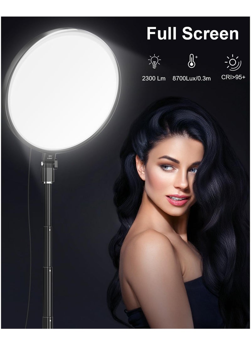 13" 33cm Ring Light Full-Screen with 79" 200cm Extendable Stand, 2700-6500k Dimmable LED Photography Light with Remote & Phone Holder for Live Streaming/YouTube/Tiktok/Zoom Meeting/Makeup