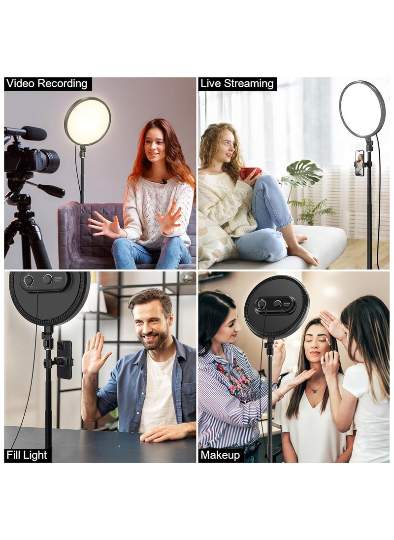 13" 33cm Ring Light Full-Screen with 79" 200cm Extendable Stand, 2700-6500k Dimmable LED Photography Light with Remote & Phone Holder for Live Streaming/YouTube/Tiktok/Zoom Meeting/Makeup