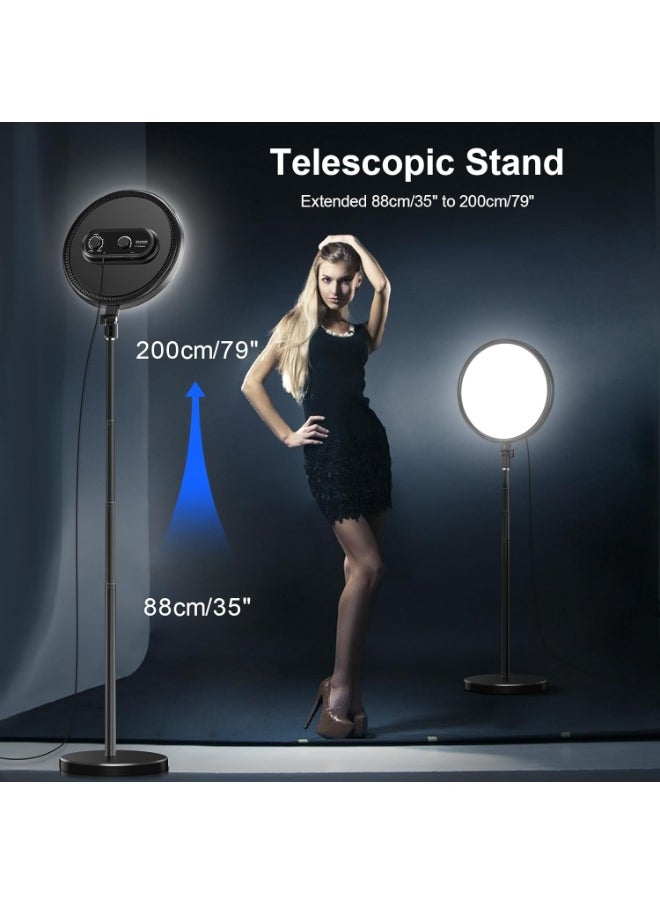 13" Large Ring Light 79" Stand with Remote & Phone Holder Kit,6500k Dimmable Professional Full-Screen LED Photography Light Soft Light for Video Shooting/Meetings/Podcast/TikTok/Live Streaming  - Image 5