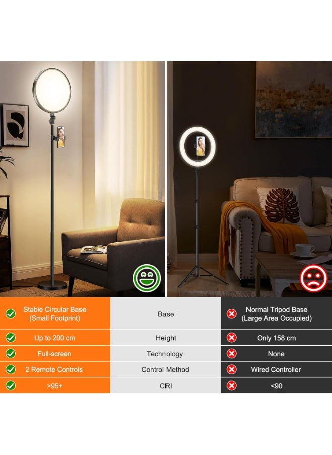 13" Large Ring Light 79" Stand with Remote & Phone Holder Kit,6500k Dimmable Professional Full-Screen LED Photography Light Soft Light for Video Shooting/Meetings/Podcast/TikTok/Live Streaming  - Image 2