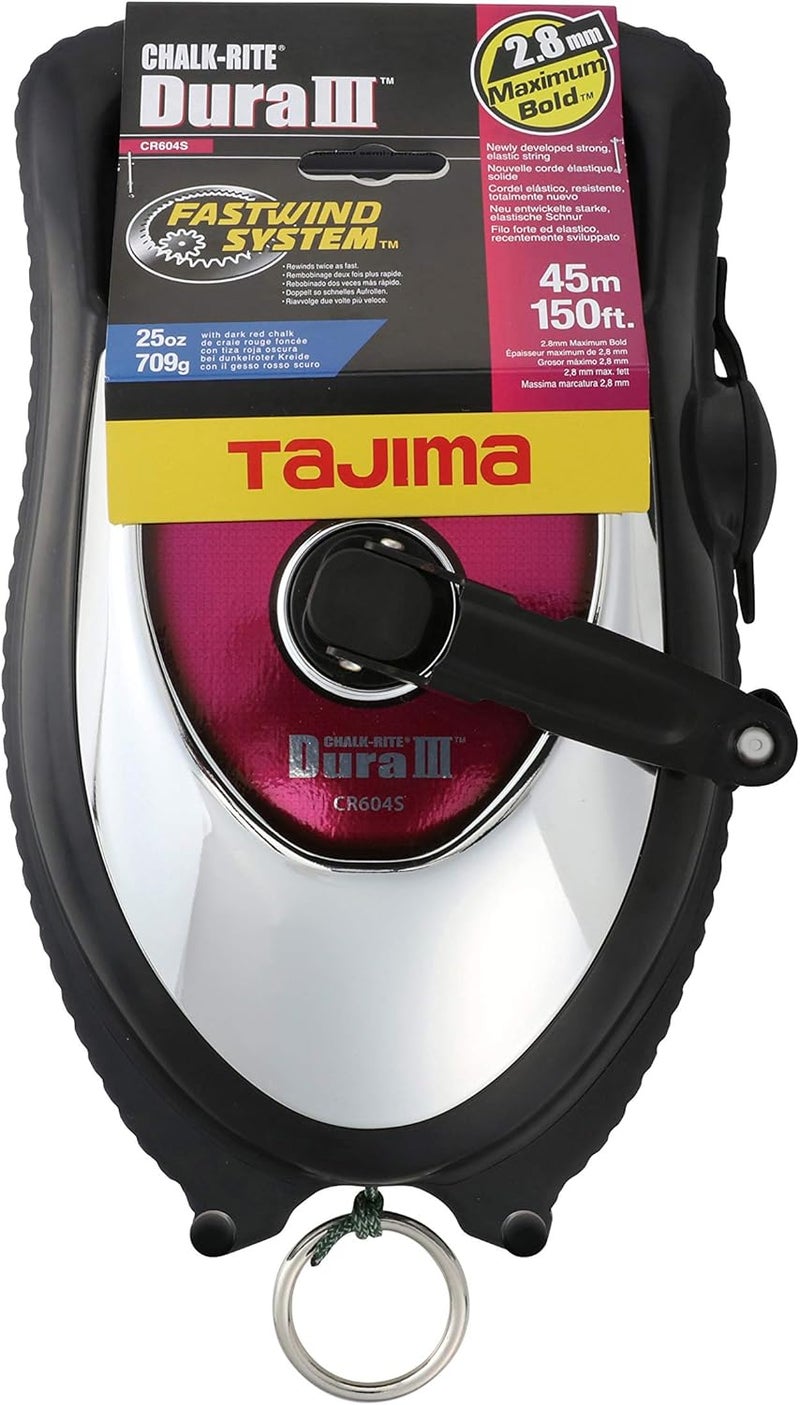 Tajima خط الطباشير - صندوق الطباشير Chalk-Rite Dura III مع خط 150 قدم شديد السُمك 2.8 مم ومقبض مدمج للإفراج - CR604S - Image 2