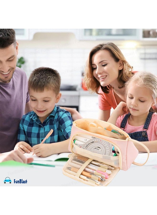 فنبلاست حقيبة FunBlast للفتيات - حقيبة متعددة الأغراض بسحاب للأطفال والكبار، حقيبة تنظيم القرطاسية، حقيبة المكياج، حقيبة مستحضرات التجميل، حقيبة أدوات الزينة، حقيبة مقاومة للماء لإكسسوارات السفر (وردي) - Image 5