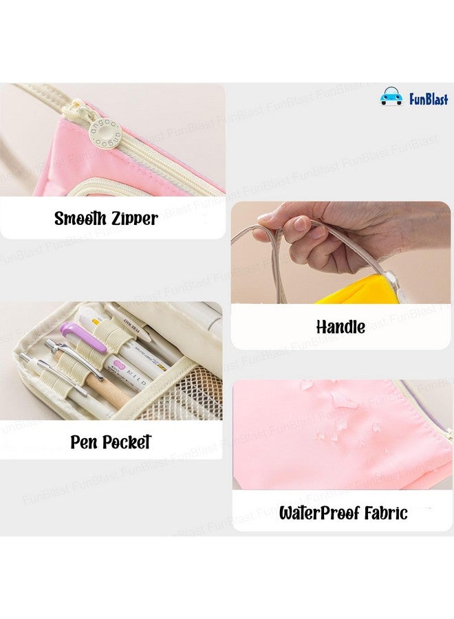 فنبلاست حقيبة FunBlast للفتيات - حقيبة متعددة الأغراض بسحاب للأطفال والكبار، حقيبة تنظيم القرطاسية، حقيبة المكياج، حقيبة مستحضرات التجميل، حقيبة أدوات الزينة، حقيبة مقاومة للماء لإكسسوارات السفر (وردي) - Image 2
