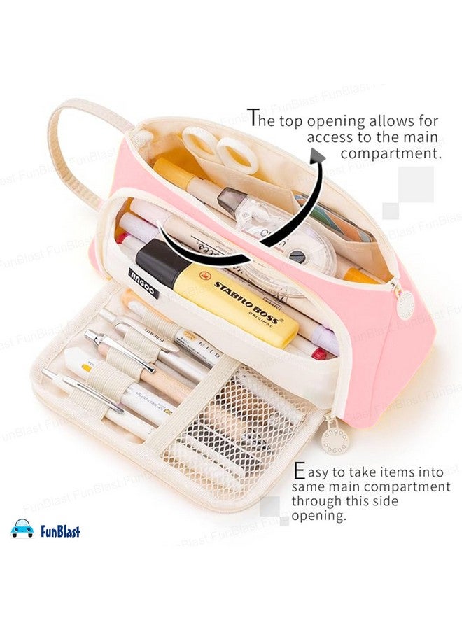 فنبلاست حقيبة FunBlast للفتيات - حقيبة متعددة الأغراض بسحاب للأطفال والكبار، حقيبة تنظيم القرطاسية، حقيبة المكياج، حقيبة مستحضرات التجميل، حقيبة أدوات الزينة، حقيبة مقاومة للماء لإكسسوارات السفر (وردي) - Image 4