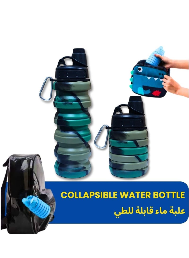 ARTC Silicone Collapsible Food Grade Water Bottle For Sports And Reusable Leakproof Foldable And Detachable BPA Free Bottle With Carabiner For Hiking, Cycling And Travel And School, Double Color - Image 2