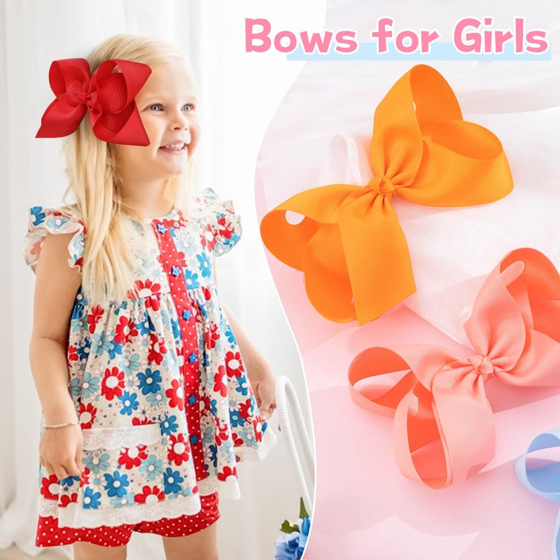 Oaoleer 40Pcs 8" Hair Bows Clips Grosgrain Ribbon Bows Hair Alligator Clips Hair Barrettes Hair Accessories for Baby Girls Infants Toddlers Kids Teens Children (8 Inch) - Image 4
