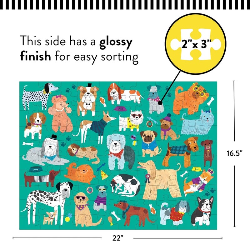 Mudpuppy Condition adaptive build Cats and Dogs Double-Sided Puzzle, 100 Pieces, 22”x16.5” – Perfect Family Puzzle for Ages 6+ - Colorful Illustrations of Dogs on One Side and Cats on the Other – Two Fun Puzzles in One Box Classic trendy design picks - Image 4