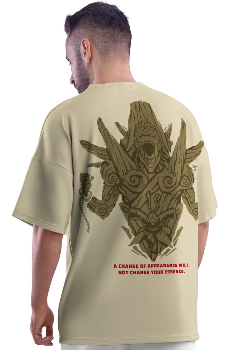 crazymonk Unisex Cotton Anime Oversized T-Shirt - Taupe, L - Image 4