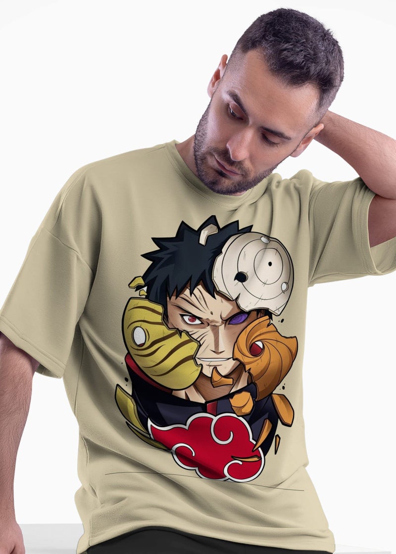 crazymonk Unisex Cotton Anime Oversized T-Shirt - Taupe, L - Image 3