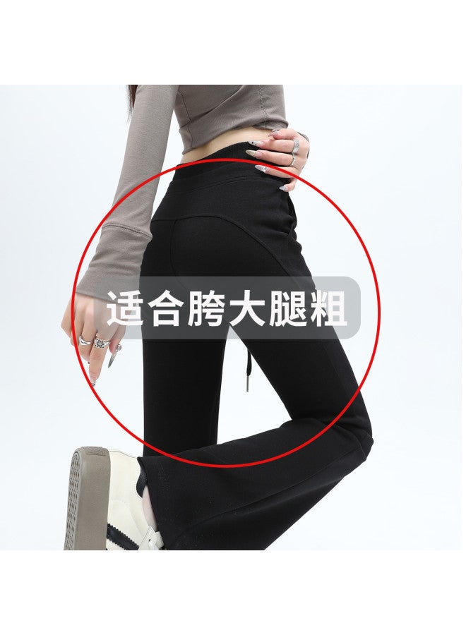 Hstyle High Waist Flared Pants Women 2025 Spring Trendy Patchwork Waistband Casual Slimming Versatile Flare Pants For Work - Image 2