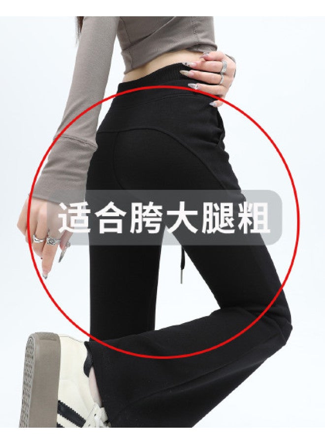 Hstyle High Waist Flared Pants Women 2025 Spring Trendy Patchwork Waistband Casual Slimming Versatile Flare Pants For Work - Image 1