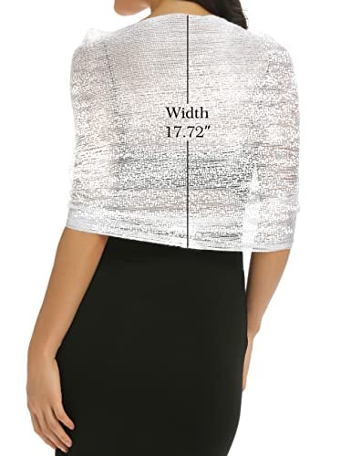 Rheane Shawl Wraps for Women Shawls and Wraps for Evening Dresses Pashmina Rave Silver Dress for Women Sparkly Dress Women's Scarves & Wraps (White with Silver Glitter) - Image 4