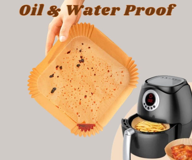 50 Pcs Air Fryer Disposable Paper Liner Square, 7.9inch (Fit 5-8 QT) Non-Stick, Air Fryer Parchment Paper For Air Frying, Roasting Microwave, Baking, Unbleached Oil-Proof Parchment Paper - Image 5