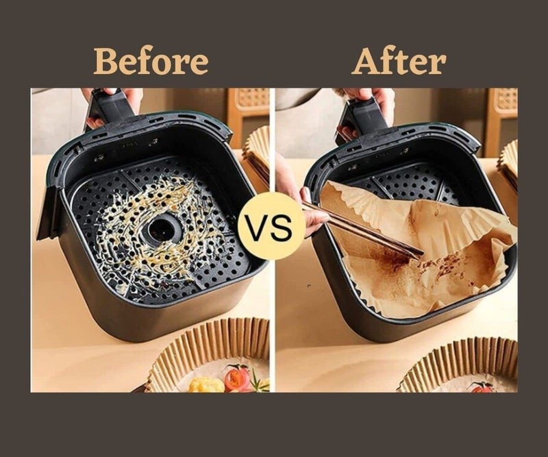 50 Pcs Air Fryer Disposable Paper Liner Square, 7.9inch (Fit 5-8 QT) Non-Stick, Air Fryer Parchment Paper For Air Frying, Roasting Microwave, Baking, Unbleached Oil-Proof Parchment Paper - Image 4