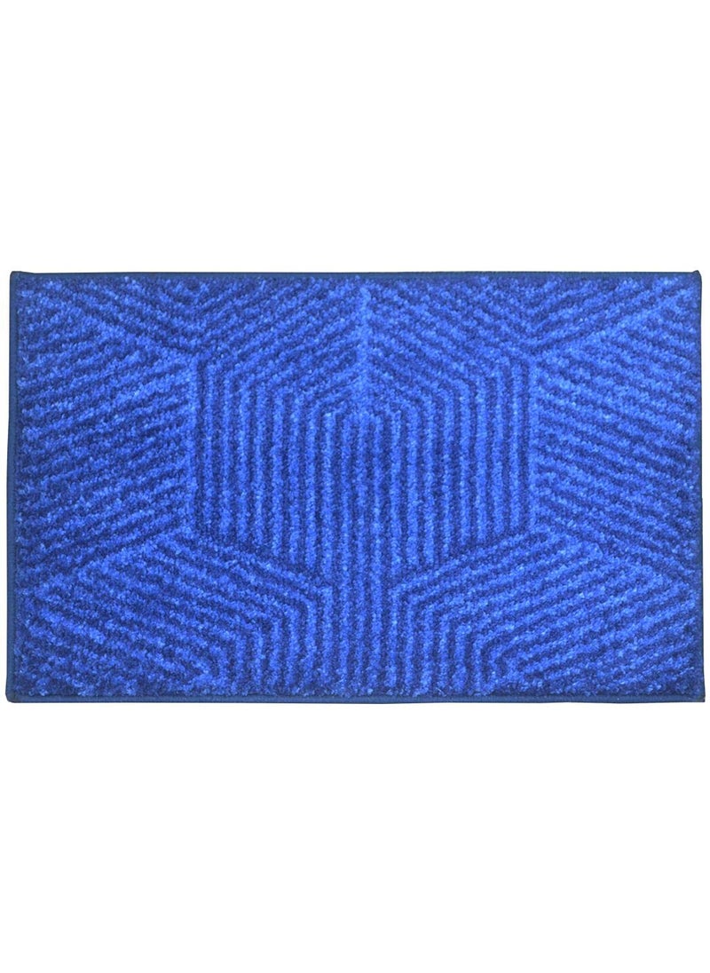 Bianca BIANCA Super Soft Designer Anti Slip Bath Mat -1pc Medium (spa) | Super Soft Bath Rug, Floor Mat, Suitable for Bathroom | with Super Water Absorbency & Quick Dry Technology Hexagon-Blue  - Image 1